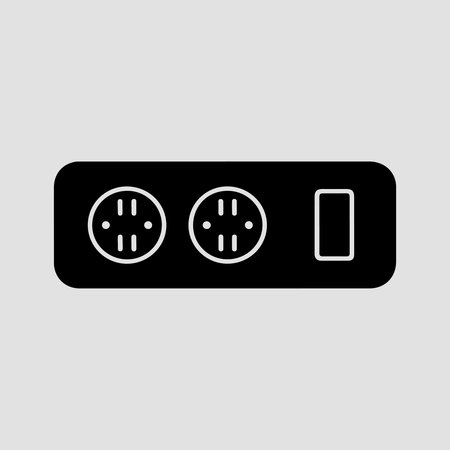 A clean, solid icon representing a power extension board, presented in isolation on a white background for versatile use.のイラスト素材
