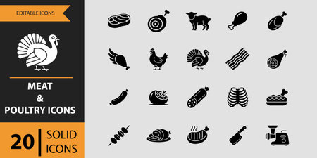 A collection of fifteen solid icons representing fundamental cooking utensils, perfect for culinary themes and kitchen-related designs.のイラスト素材