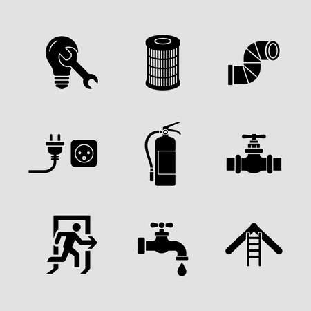 A collection of twenty distinct solid icons representing various tools and repair services, suitable for professional use.のイラスト素材