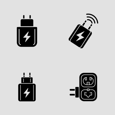 BEST SEO solid charger adapter icons set for usb wall car travel chargers power adapters and modern cのイラスト素材