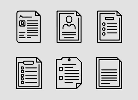 Icons like attendance sheet leave application and HR document help designers visually represent daily human resource processes making this set suitable for employee management apps office portals and internal workflow interfacesのイラスト素材