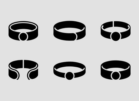 Everyday and Minimal Bracelets Icons solid icon set.Bold solid icons highlighting minimal and daily wear bracelet designsのイラスト素材