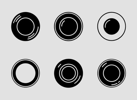 Specialty and Decorative Plates icons solid icon set.Solid decorative plate icons ideal for luxury dining conceptsのイラスト素材