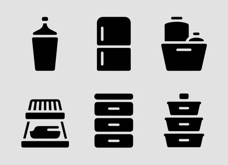 Refrigerator and freezer storage solid icons for cold chain and food storage brandingのイラスト素材