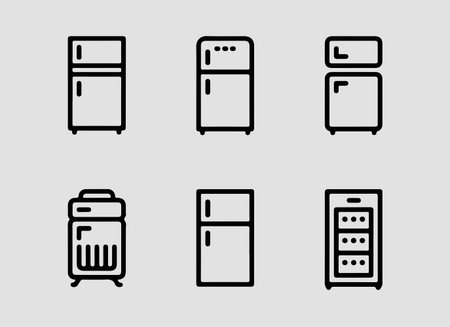 Refrigerators outline icons for modern kitchen appliance and cooling conceptsのイラスト素材