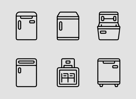 Freezers outline icons for cold storage and food preservation design projectsのイラスト素材