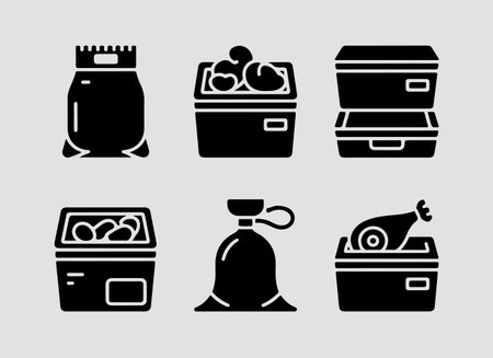 Solid freezer storage solution icons for frozen goods and appliance brandingのイラスト素材