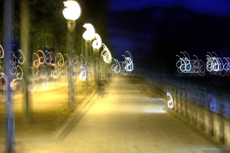 Blur night view with lampsの写真素材