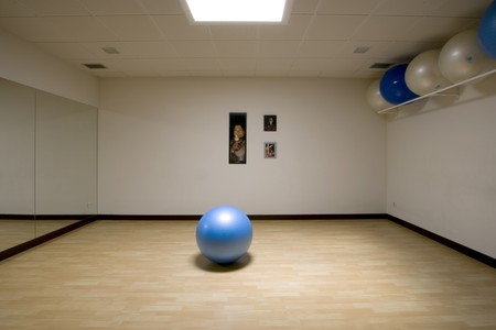Fitness balls in a gymの写真素材