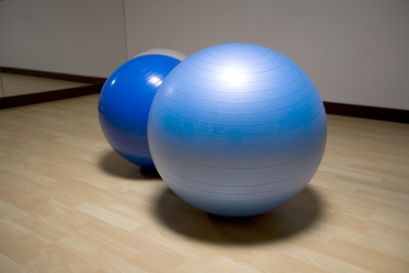 Fitness balls in a gymの写真素材