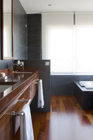 Interiors of a bathroomの写真素材