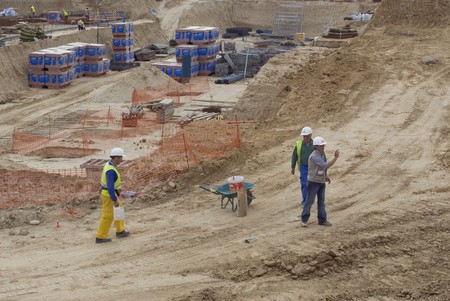 Workers at a construction siteの写真素材