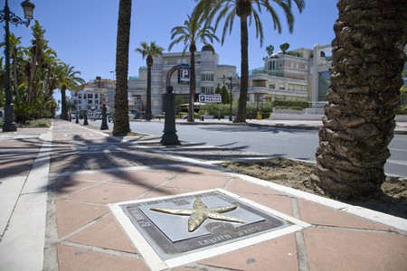 Star shape on a sidewalk, Puerto Banus, Costa del Sol, Marbella, Malaga Province, Andalusia, Spainの写真素材