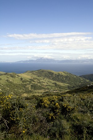Panoramic view of a landscape, Estrecho De Gibraltar, Algeciras, Cadiz Province, Andalusia, Spainの写真素材