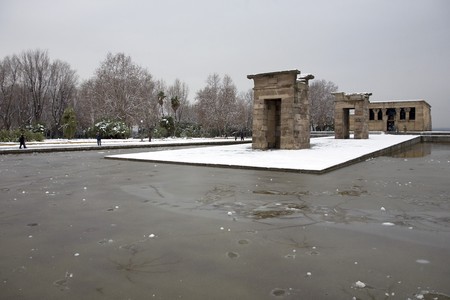 Ruins of a temple, Debod Temple, Madrid, Spainの写真素材
