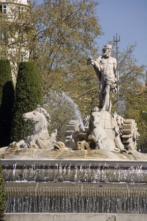Neptune Fountain, Fuente De Neptuno, Paseo del Prado,  Madrid, Spainの写真素材