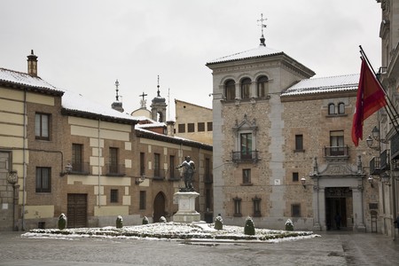 Buildings in a city, Plaza de la Villa, Madrid, Spainの写真素材