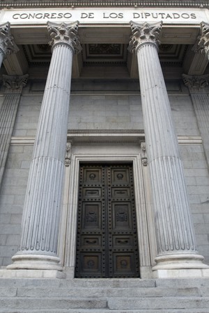 Column of a parliament building, Congreso De Los Diputados, Madrid, Spainの写真素材
