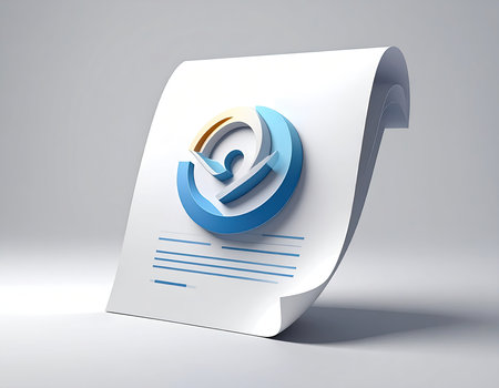 Paper sheet with email icon on grey background. 3D rendering.の素材