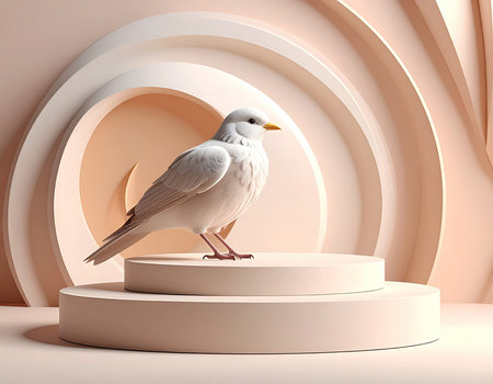 3d render of a seagull sitting on a pedestalの素材