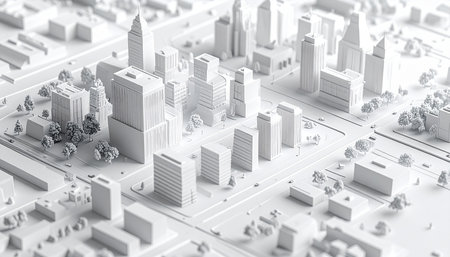 3d illustration of a model of a city on a white backgroundの素材