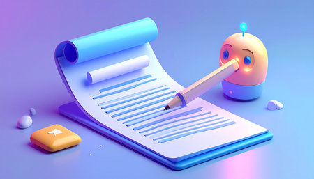 3d illustration of computer mouse, notebook and pencil on blue backgroundの素材