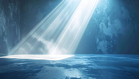 Empty stage with spotlights, 3d render. Empty stage backgroundの素材