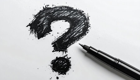 Question mark and pen on white background. Question mark and pen.の素材