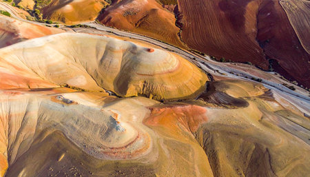 Aerial view of Rainbow Mountains in Petrified Forest National Park, Arizonaの素材