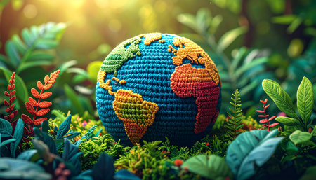Globe in the garden, save the planet and environment concept.の素材