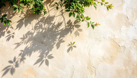 The shadow of the plant on the white wall. Natural background.の素材