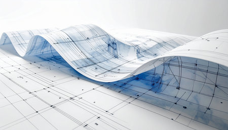 3D rendering of a blue sheet of paper on a white backgroundの素材