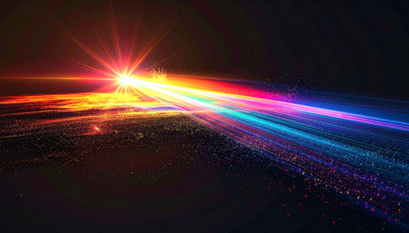 abstract background with rays of light and lens flares. 3d renderの素材