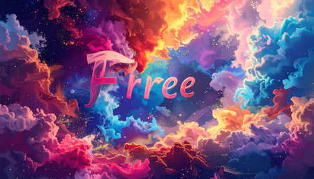 Rainbow sky background with text Hire. Vector illustration EPS10の素材