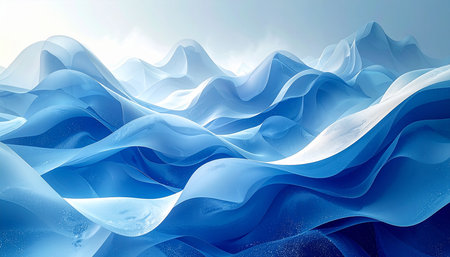 Abstract blue wavy background. Digital illustration. 3D rendering.の素材