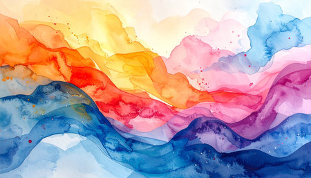 Abstract colorful watercolor background for your design. Digital art painting.の素材