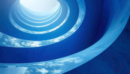 Abstract blue background with spiral, 3D illustration, 3D renderingの素材