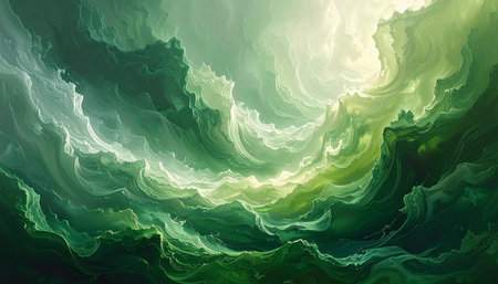 Abstract green background. Fantasy fractal texture. Digital art. 3D rendering.の素材