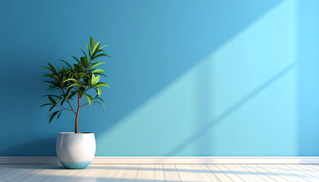 Interior of living room with plant in pot - 3D renderingの素材