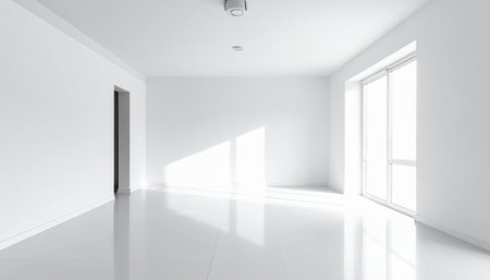 White empty room with light from the window. 3D rendering.の素材