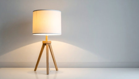 Lamp on a white wall in the room. 3d renderingの素材