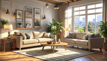 interior with sofa. 3d illustration.  living room.の素材