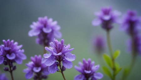 Purple flowers blooming in the garden. Selective focus.の素材