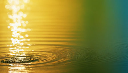 Reflection of the sun in the water. Abstract nature background.の素材