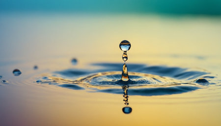 Drops of water on the surface of the water after the falling dropsの素材