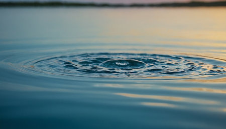 Water drop on water surface. Water drop on the surface of the water.の素材