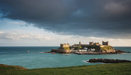 Eilean Donan Castle in Scotland on a cloudy day.の素材