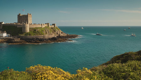 Panoramic view of the castle of St. Michael, Cornwallの素材