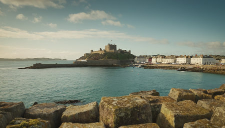 St Malo Castle in Brittany, France. Panoramic viewの素材
