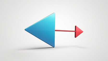 3d rendering of a blue and red arrow in a white backgroundの素材
